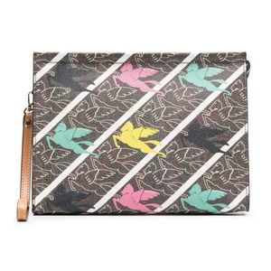 ETRO Paisley Pegasus Pouch Pastel Pink Turquoise Yellow Logo Clutch Bag NEW